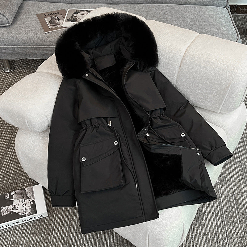 Damen Winterparka Modern Kuschelig Taschen
