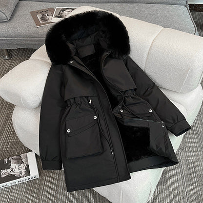 Damen Winterparka Modern Kuschelig Taschen
