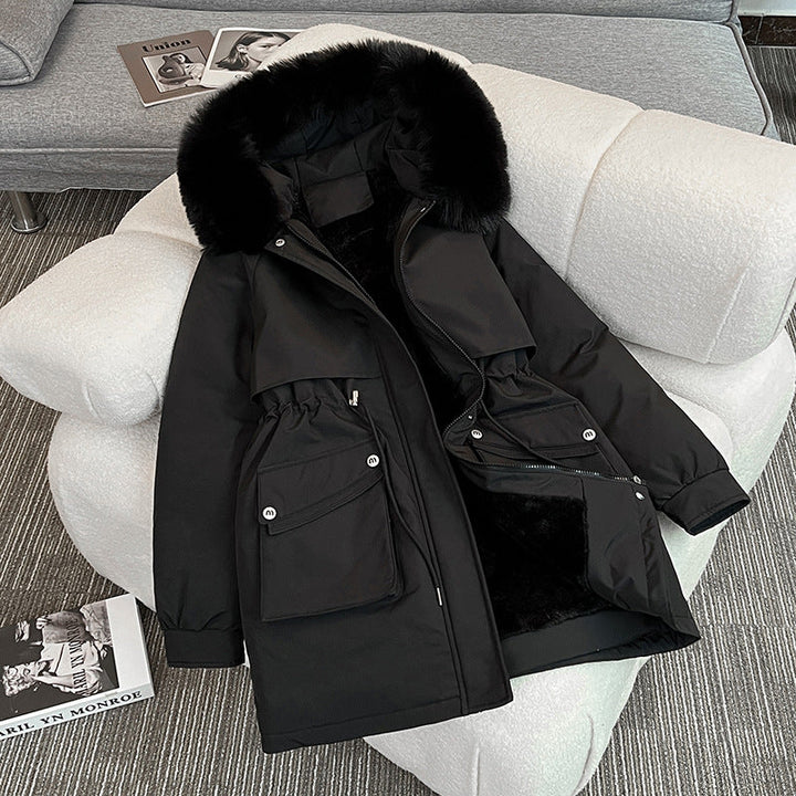 Damen Winterparka Modern Kuschelig Taschen