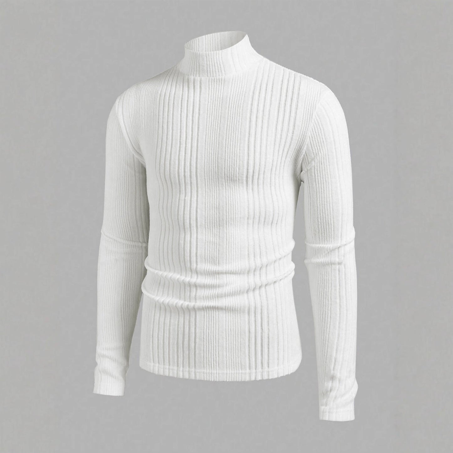 Herren Pullover Strick Hochkragen Rippoptik - IdealeKleiden