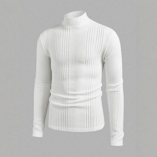 Herren Pullover Strick Hochkragen Rippoptik - IdealeKleiden