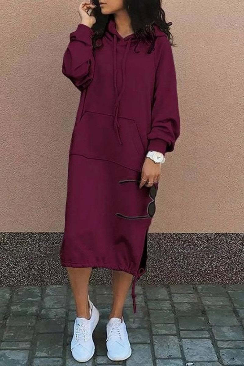 Damen Hoodie-Kleid Lässig Bequem Mit Taschen