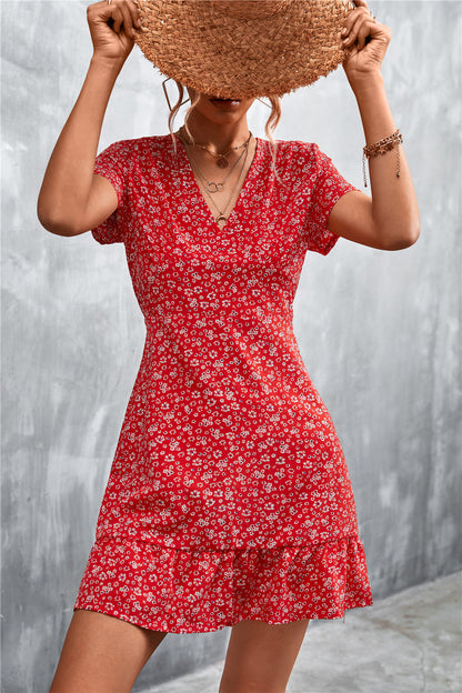 Sommerkleid Damen Kurz Floral Elegant
