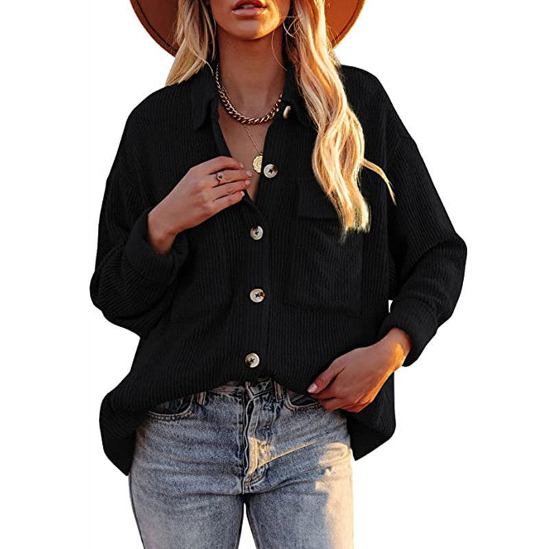 Damen Oversize Bluse mit Struktur und Knöpfen