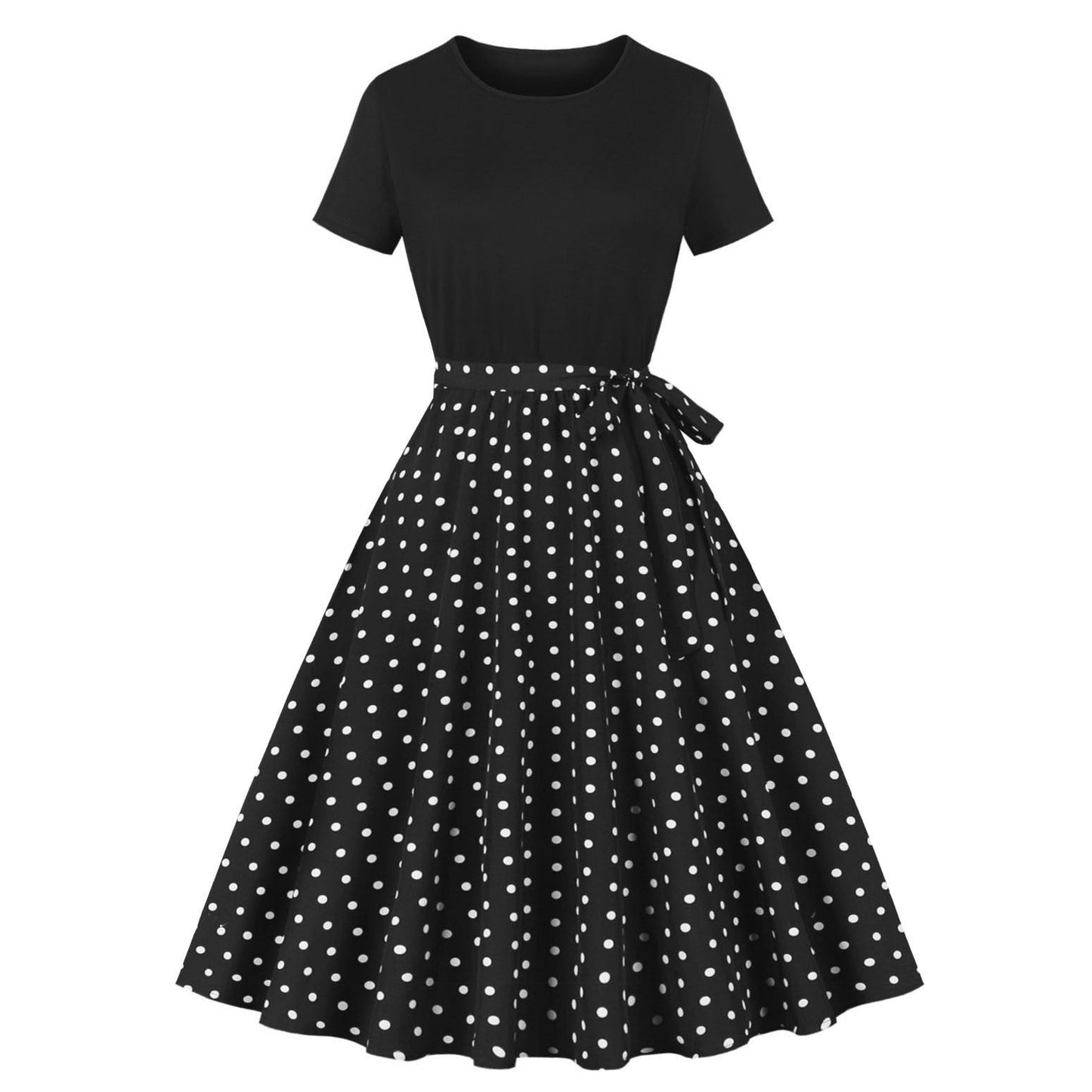 Damenkleid Elegant Spitze Kontrast Oberteil