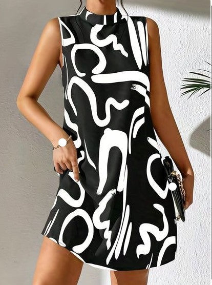 Kurzes Damenkleid Modernes Grafikmuster Elegant