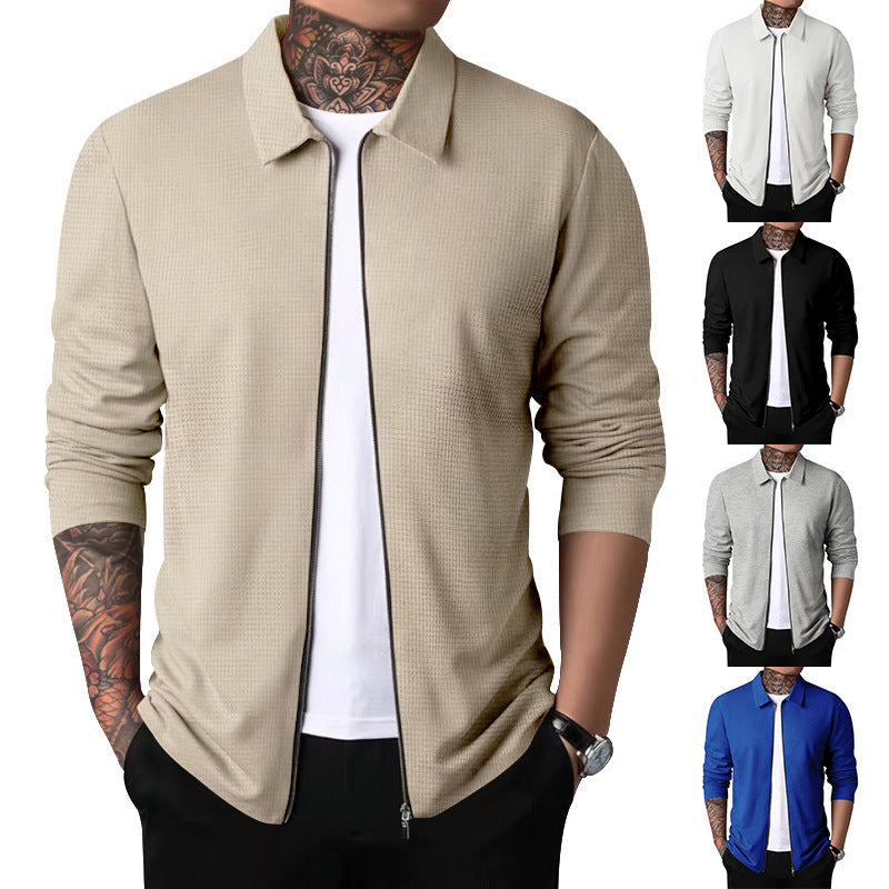 Herren Outdoor-Jacke Reißverschluss Strukturiertes Design - IdealeKleiden