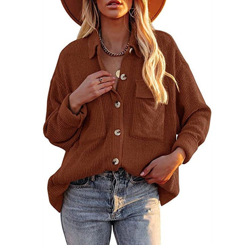Damen Oversize Bluse mit Struktur und Knöpfen
