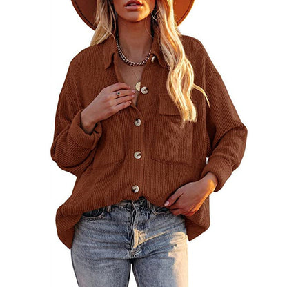 Damen Oversize Bluse mit Struktur und Knöpfen
