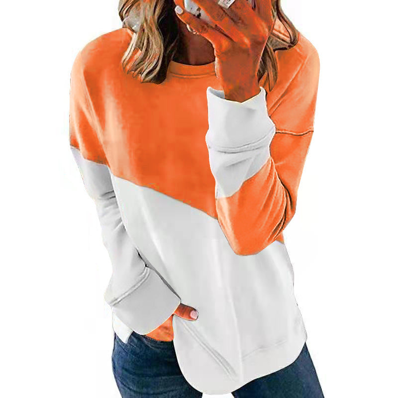 Damen Sweatshirt Trendy Farbblock Rundhals