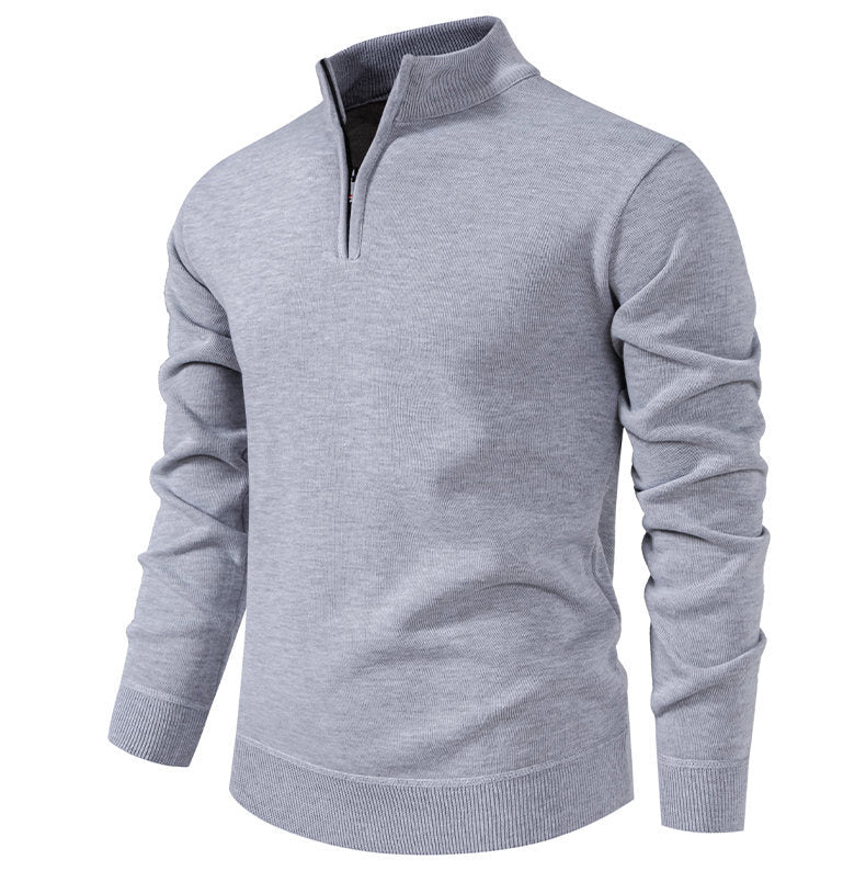 Herren Strickpullover Kurz Reißverschluss Hochkragen Elegant