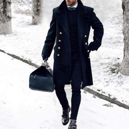 Herren Wintermantel Elegant Schwarz Übergröße - IdealeKleiden