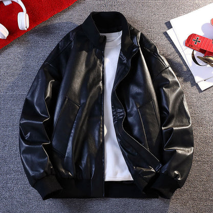 Herren Lederjacke Bomber Modern Elastisch Praktisch