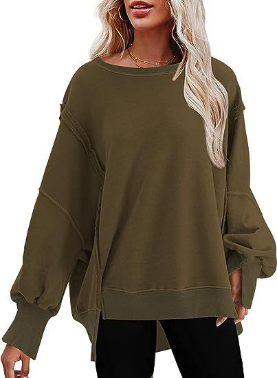 Damen Sweatshirt Lässig Komfortabel mit Schlitzen