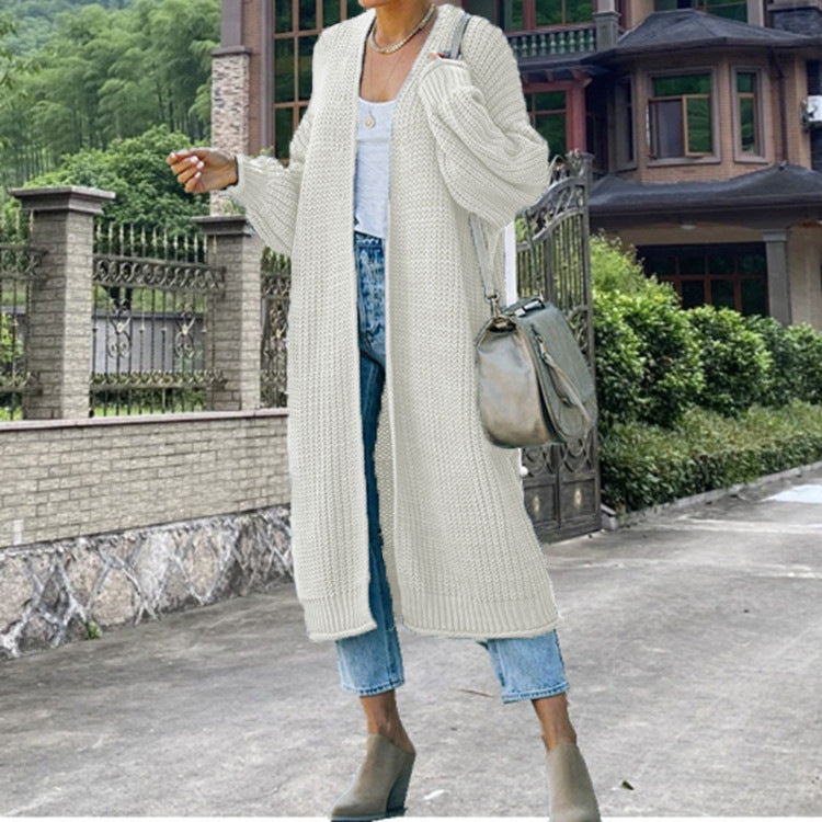 Damen Strickmantel Weit Ärmel Elegantes Design