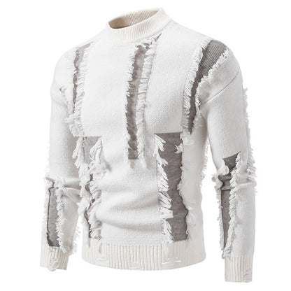 Herren Pullover Modern Fransen Design