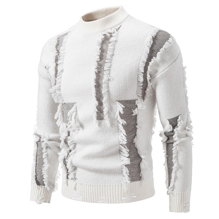 Herren Pullover Modern Fransen Design
