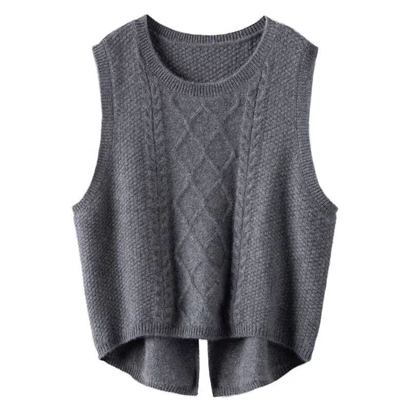 Damen Strickweste Ärmellos Zopf Muster Modern Style