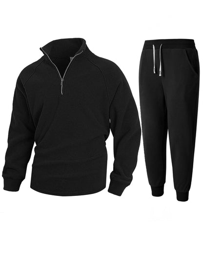 Herren Fleece-Anzug Bequem Halblang Reißverschluss