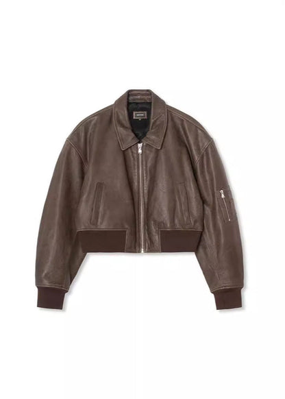 Elegante Lederjacke Damen Bomber Style