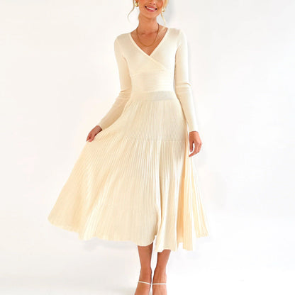 Damen Wickelkleid Elegant Plissiert Sommerkleid