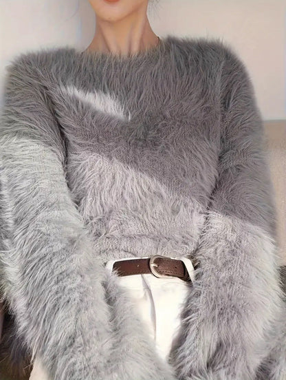 Damen Pullover Weich Flauschig Modern Design