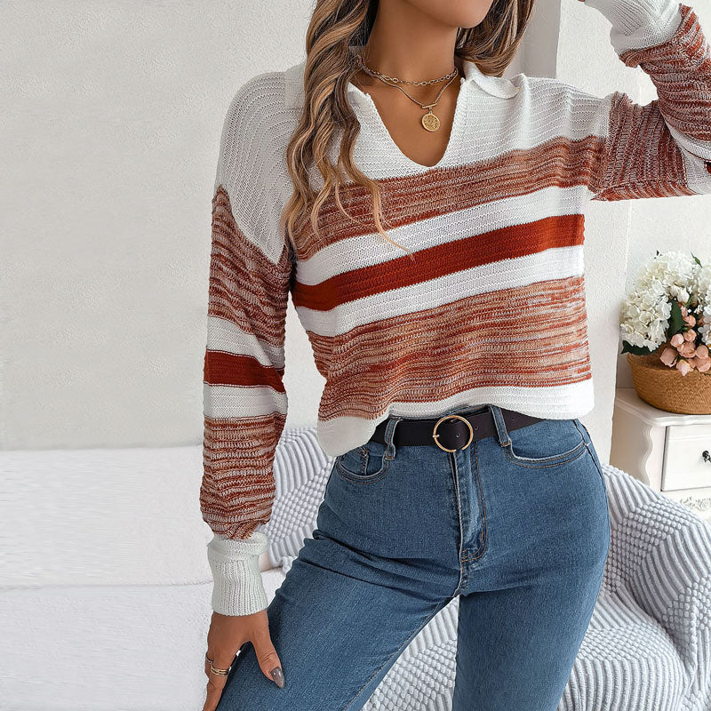 Damen Winterpullover Strick Gestreift