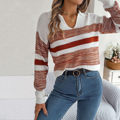 Stylischer Strickpullover Streifenmuster Casual