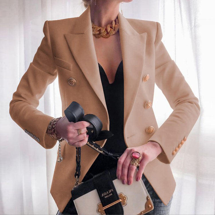 Damen Blazer Elegant Goldknöpfe Business Look