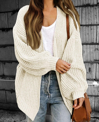 Strickjacke Oversized Offen Vorne Grobgestrickt