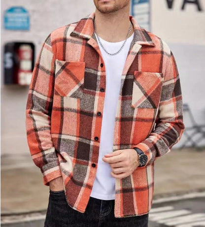 Herren Karo Hemdenjacke Lässig Casual