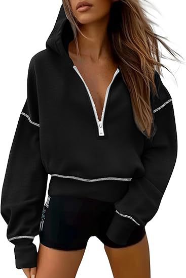 Damen Stylisher Kapuzenpullover Reißverschluss Durchgehend Modern