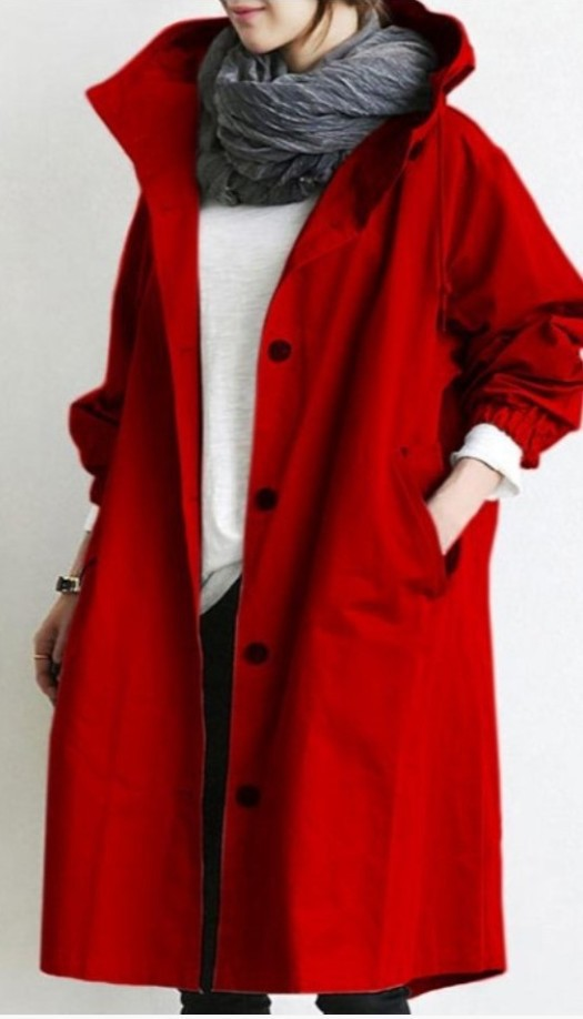 Damen Oversized Trenchcoat Kapuzenmantel Stilvoll