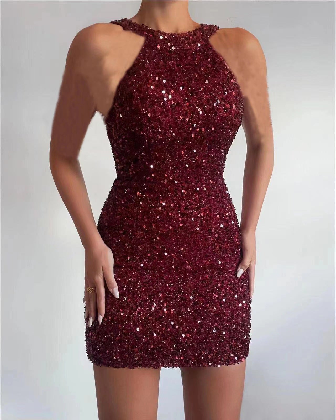 Glamouröses Pailletten-Kleid Damen Elegant Figurbetont