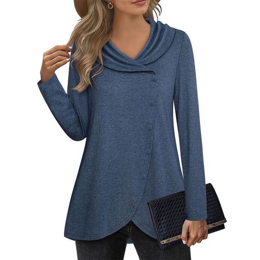 Damen Bluse Elegant Asymmetrisch Kragen Chic - IdealeKleiden