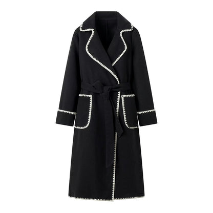 Damen Übergangsjacke Elegant Gürtel Luxus Taschen