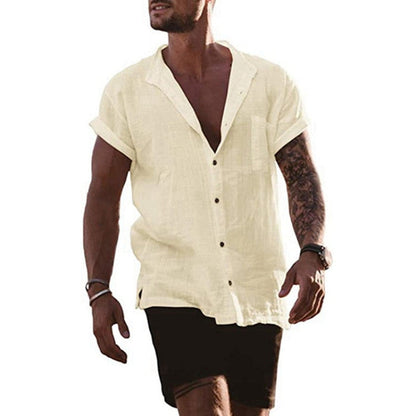 Herren Leinenhemd Sommer Bequem