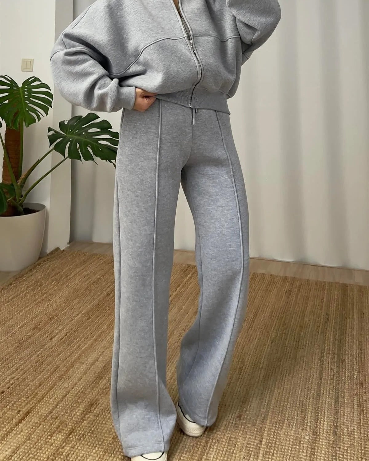 Damen Freizeit Set Bequem Reißverschluss Hose