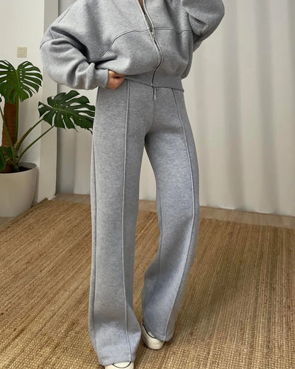 Damen Freizeit Set Bequem Reißverschluss Hose