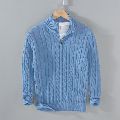 Herren Pullover Baumwolle Halbzippverschluss