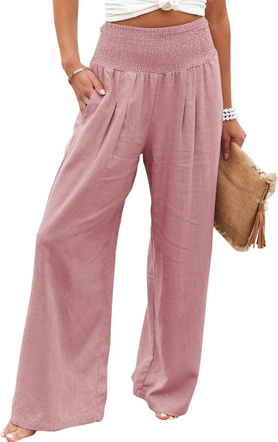 Damen Leinenhose Bequem Weit Geschnitten Sommerhosentyp