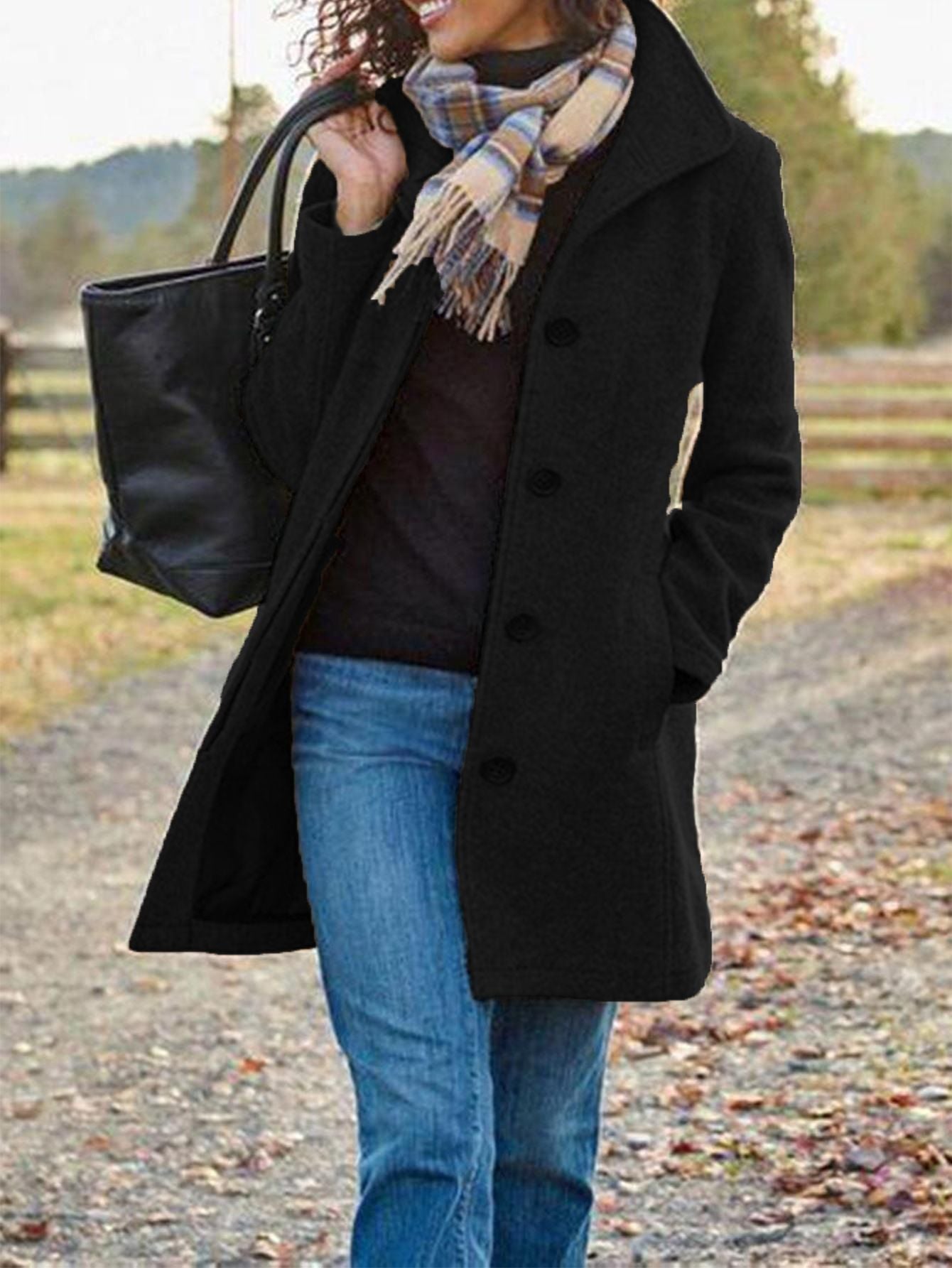 Damen Wollmantel Elegant Klassisch