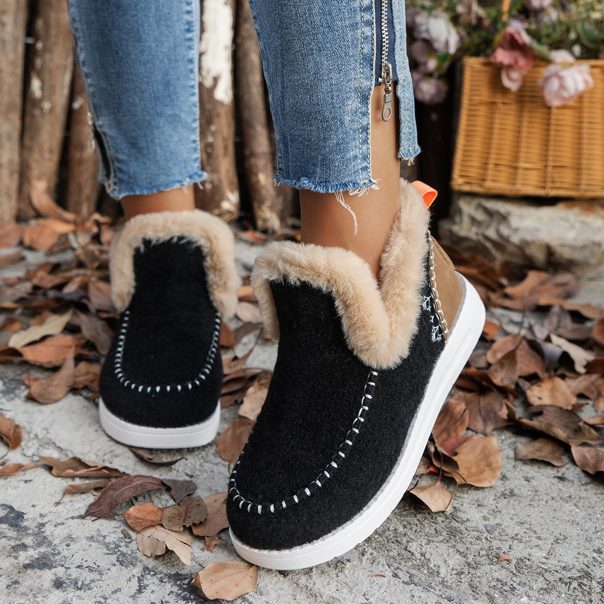 Damen Winterstiefel Warm Flauschig Robust
