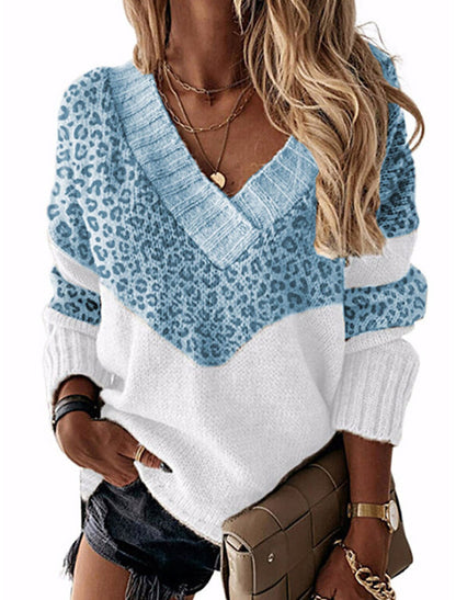Damen stylischer Pullover Leopardenmuster Trendig