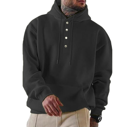 Herren Hoodie Kapuze Trendy Knopfverschluss Praktisch