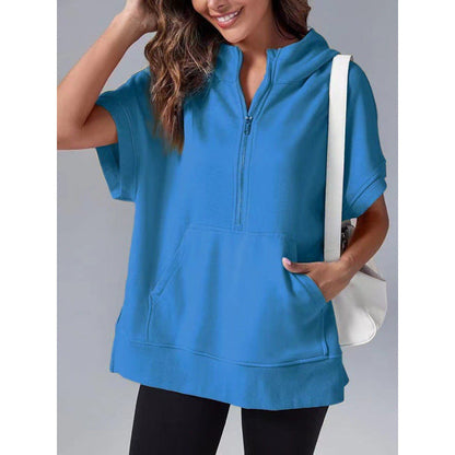Damen Kapuzenpullover Lässig Mit Taschen Und Reißverschluss