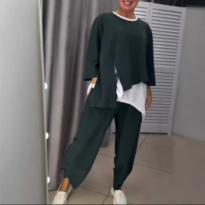 Damen Zweiteiler Lässig Asymmetrisch Trendy - IdealeKleiden