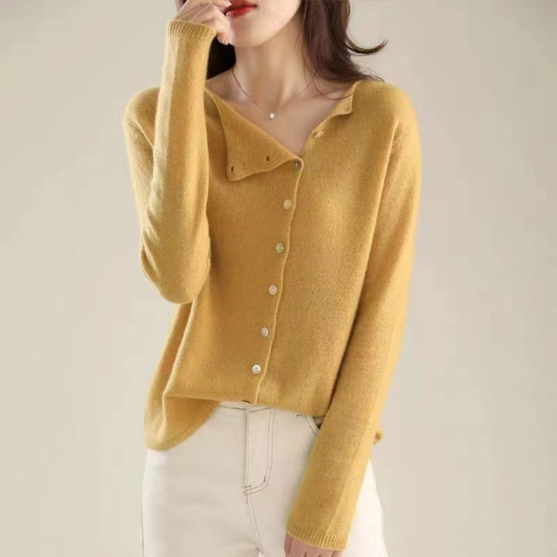 Eleganter Langarm-Pullover mit Knöpfen Damen