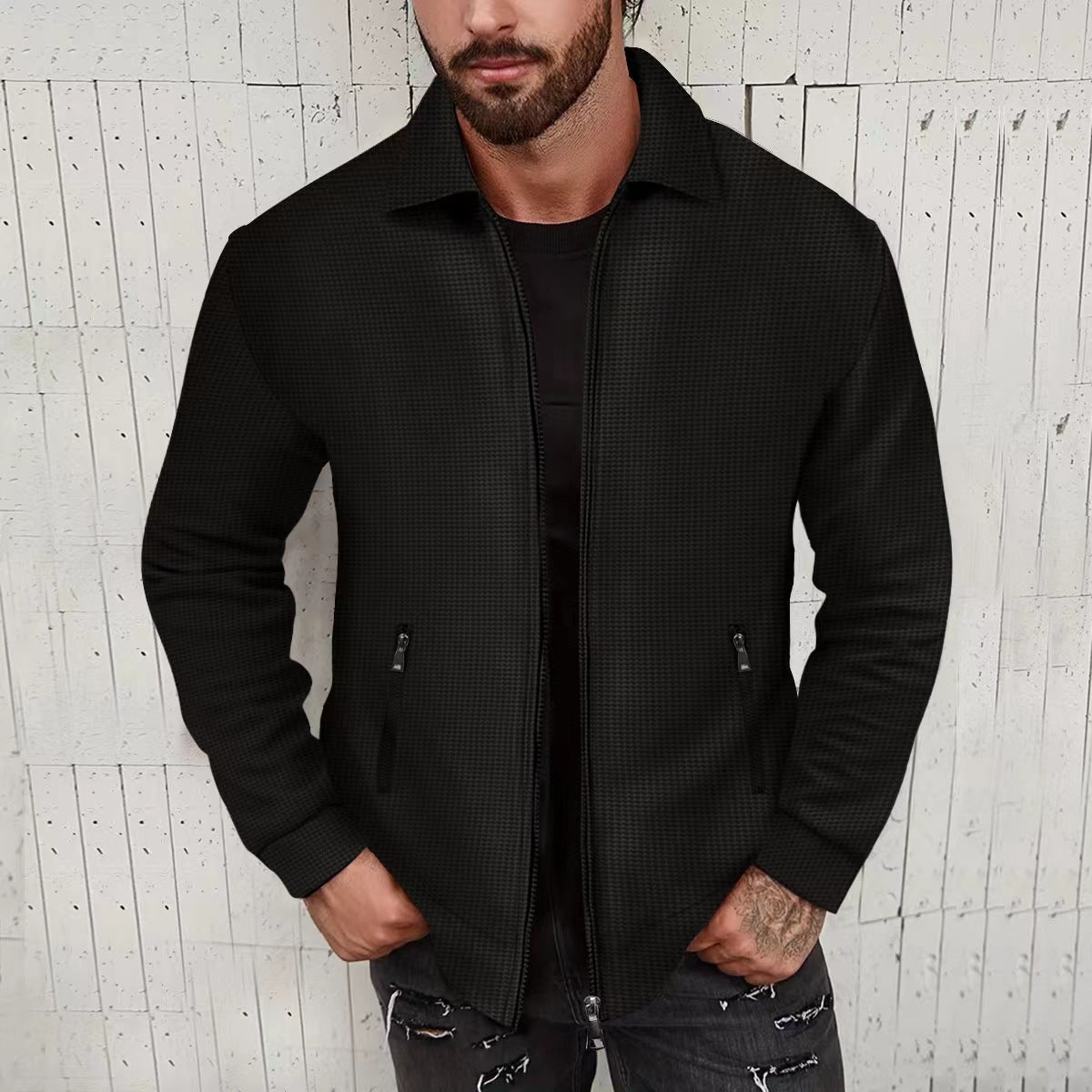 Herren Strickjacke Modern Struktur Optimal Reißverschluss