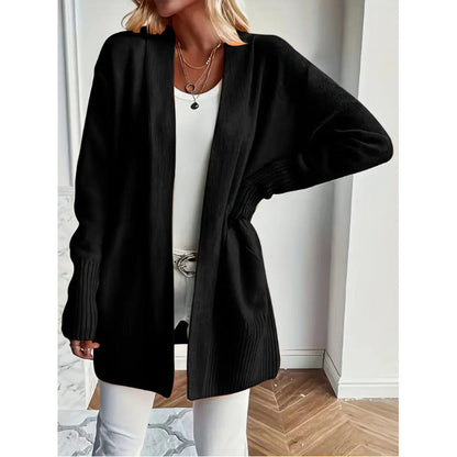 Damen Strickjacke Lang Elegant mit Taschen